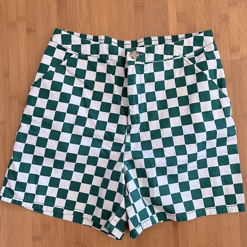 Green & White Checkered Shorts